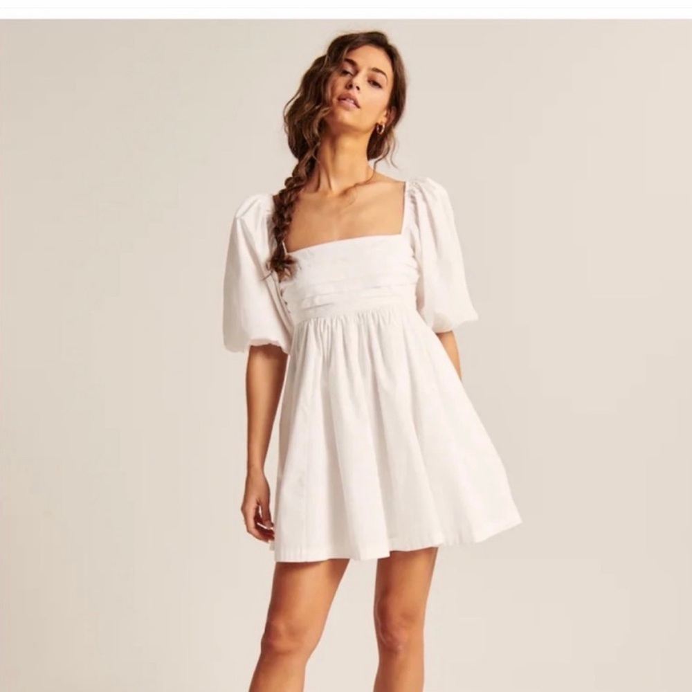 Abercrombie & Finch Teen Elegant White Puff Sleeve Dress graduation confirmation